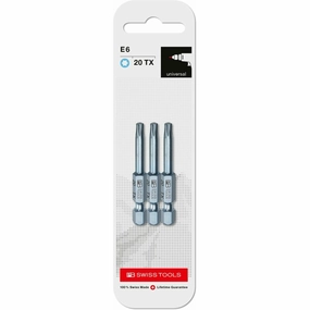 PB Swiss Tools PB E6.400/20 CN3 PrecisionBit, Design E 6.3 TORX , Size 20 , 3 Piece - 1/4 Inch