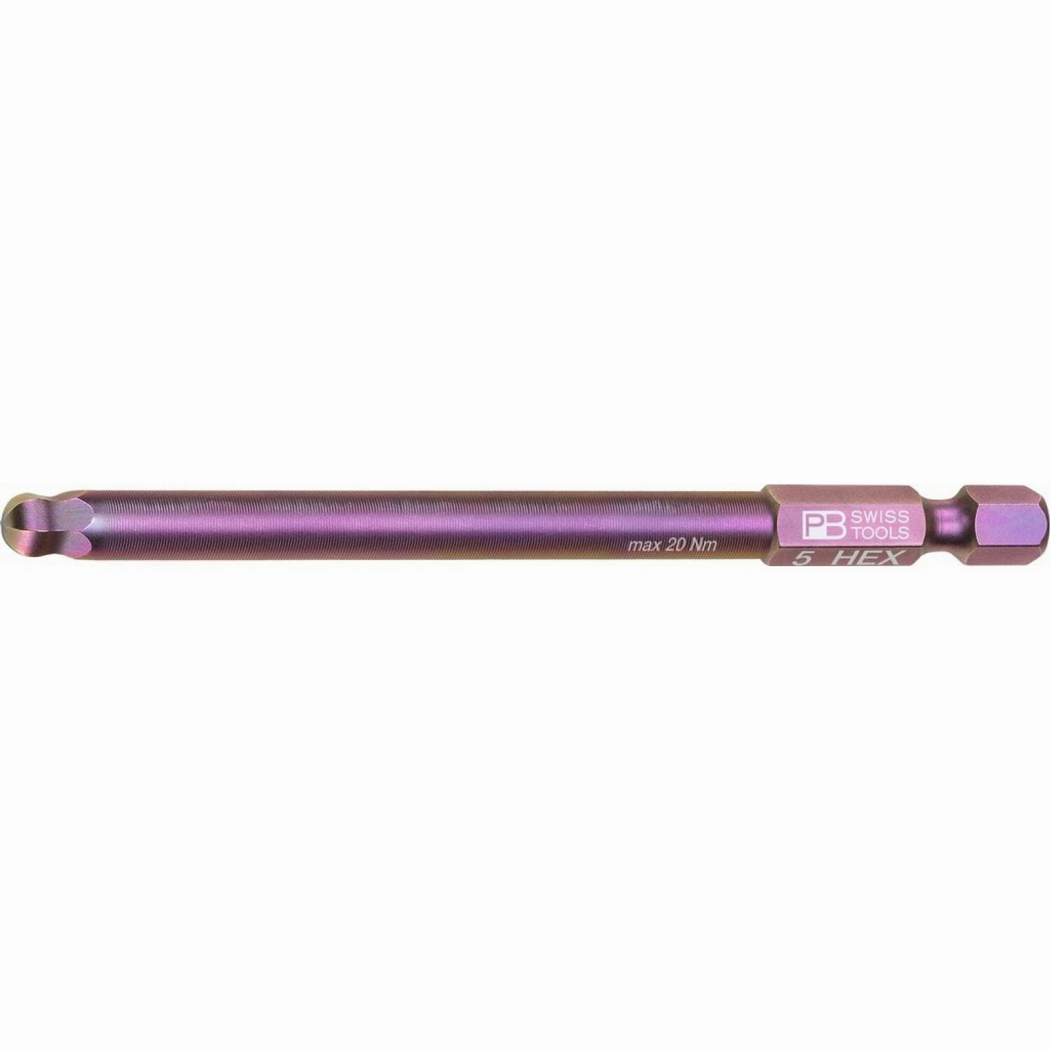 PB Swiss Tools PB E6L.212/5 PrecisionBit, 1/4" Bits, E6, Hex with Ball End, Long, 70mm