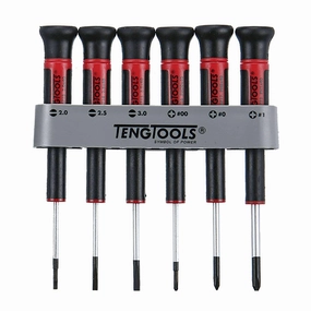 Teng Tools 6 Piece Flat Regular And PH Type Mini Screwdriver Set - MDM706
