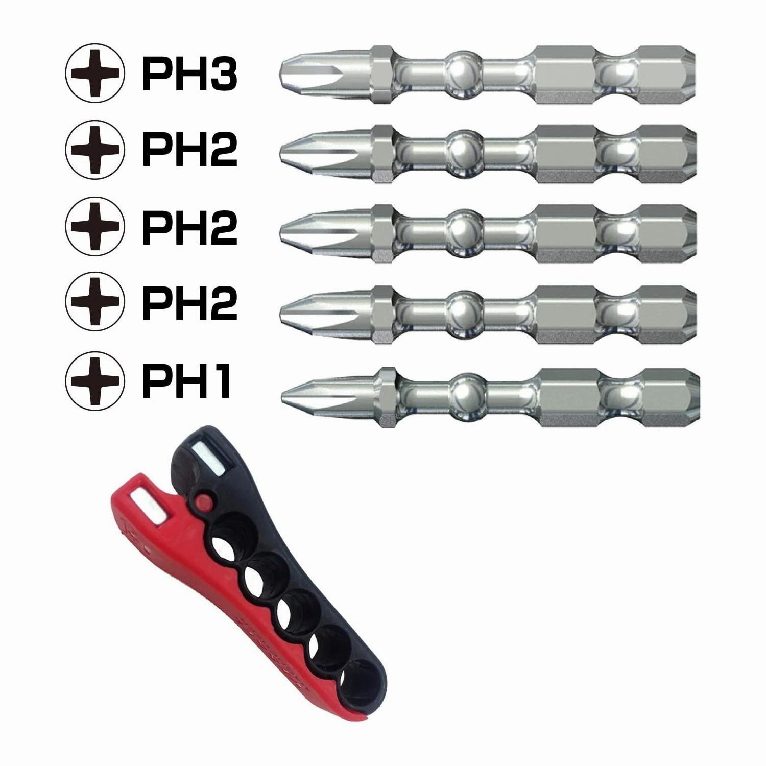 Vessel Tools IBMG50K001 Impact Ball Torsion Bits Assortment, 5 Bits with Magnetic Charging Holder