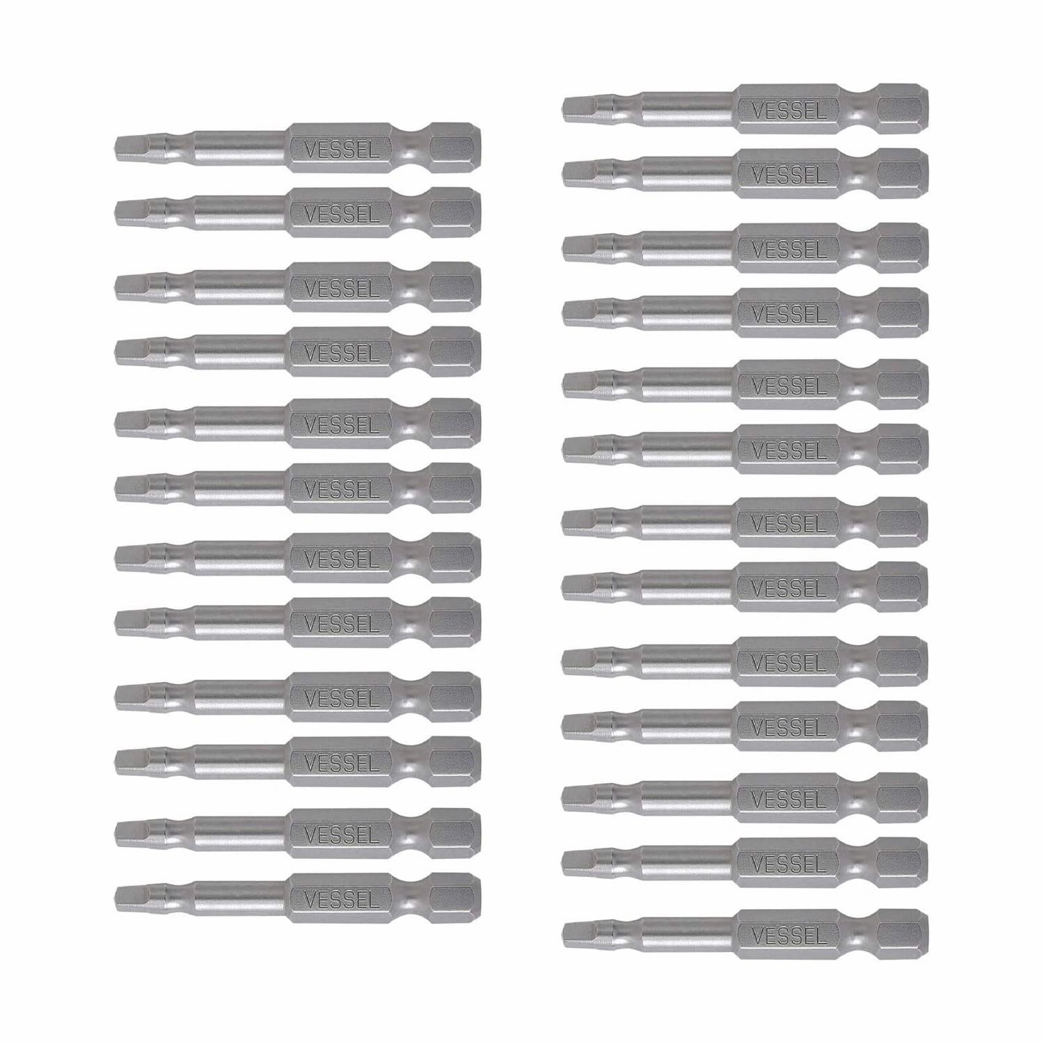 Vessel Tools NTSQ250P25K Neck Torsion Power Bits, SQ2 x 50 mm, Bulk 25 Pc.