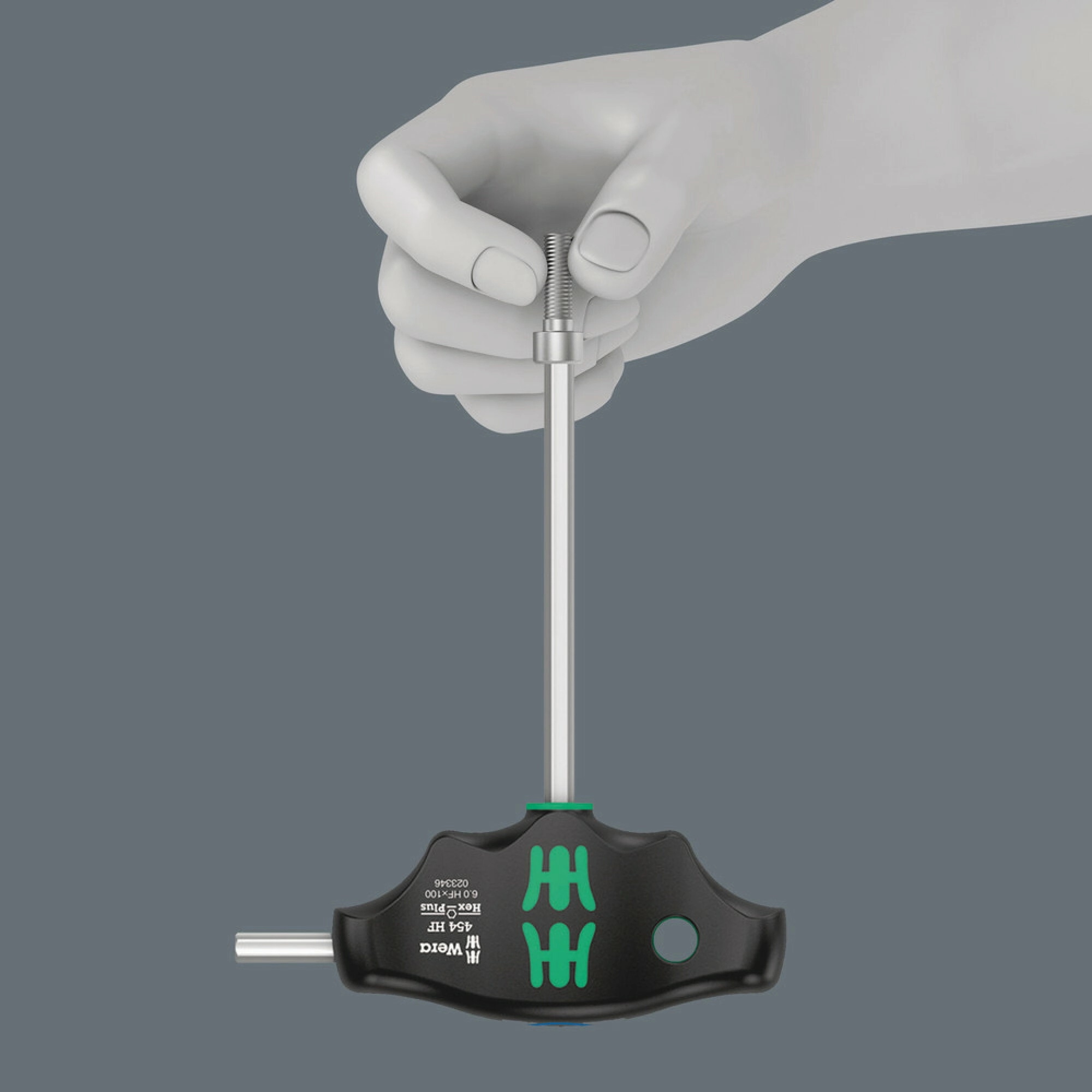 Wera 454 HF T-handle hexagon screwdriver Hex-Plus with holding function, imperial, 3/16" x 150 mm