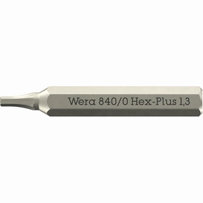 Wera 840/0 Hex-Plus Micro Bits for Hexagonal Socket Head Screws, 1.3 x 30 mm