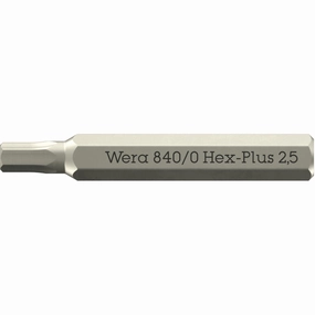 Wera 840/0 Hex-Plus Micro Bits for Hexagonal Socket Head Screws, 2.5 x 30 mm