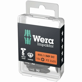 Wera 855/1 IMP DC PZ DIY Impaktor bits, PZ 2 x 25 mm, 10 pieces