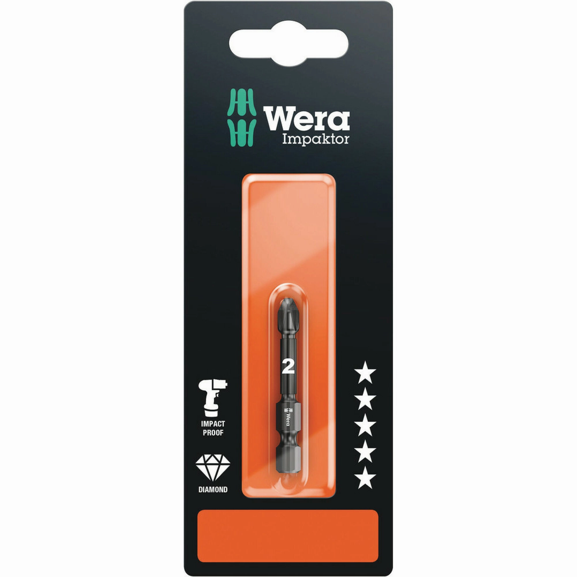 Wera 855/4 IMP DC Impaktor bits SB, PZ 2 x 50 mm