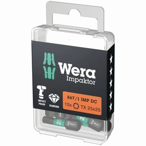 Wera 867/1 IMP DC TORX DIY Impaktor bits, TX 10 x 25 mm, 10 pieces