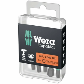Wera 867/4 IMP DC TORX DIY Impaktor bits, TX 20 x 50 mm, 5 pieces
