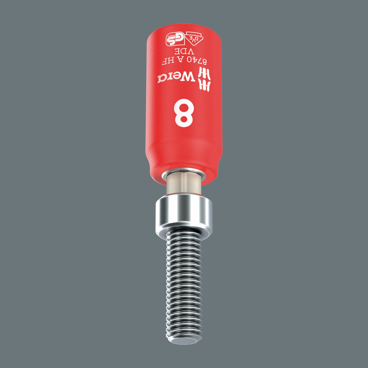 Wera 8740 A VDE HF Zyklop Bit Socket, Insulated, 1/4" Drive, with Holding Function for Hexagonal Socket Screws, 5 x 45 mm