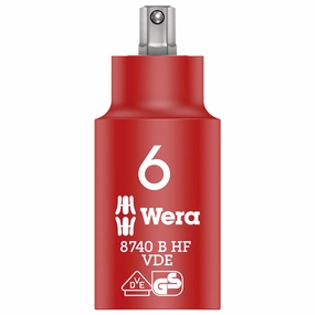 Wera 8740 B VDE HF Zyklop Hex bit socket, insulated, with holding function, 3/8" drive, 6 x 55 mm