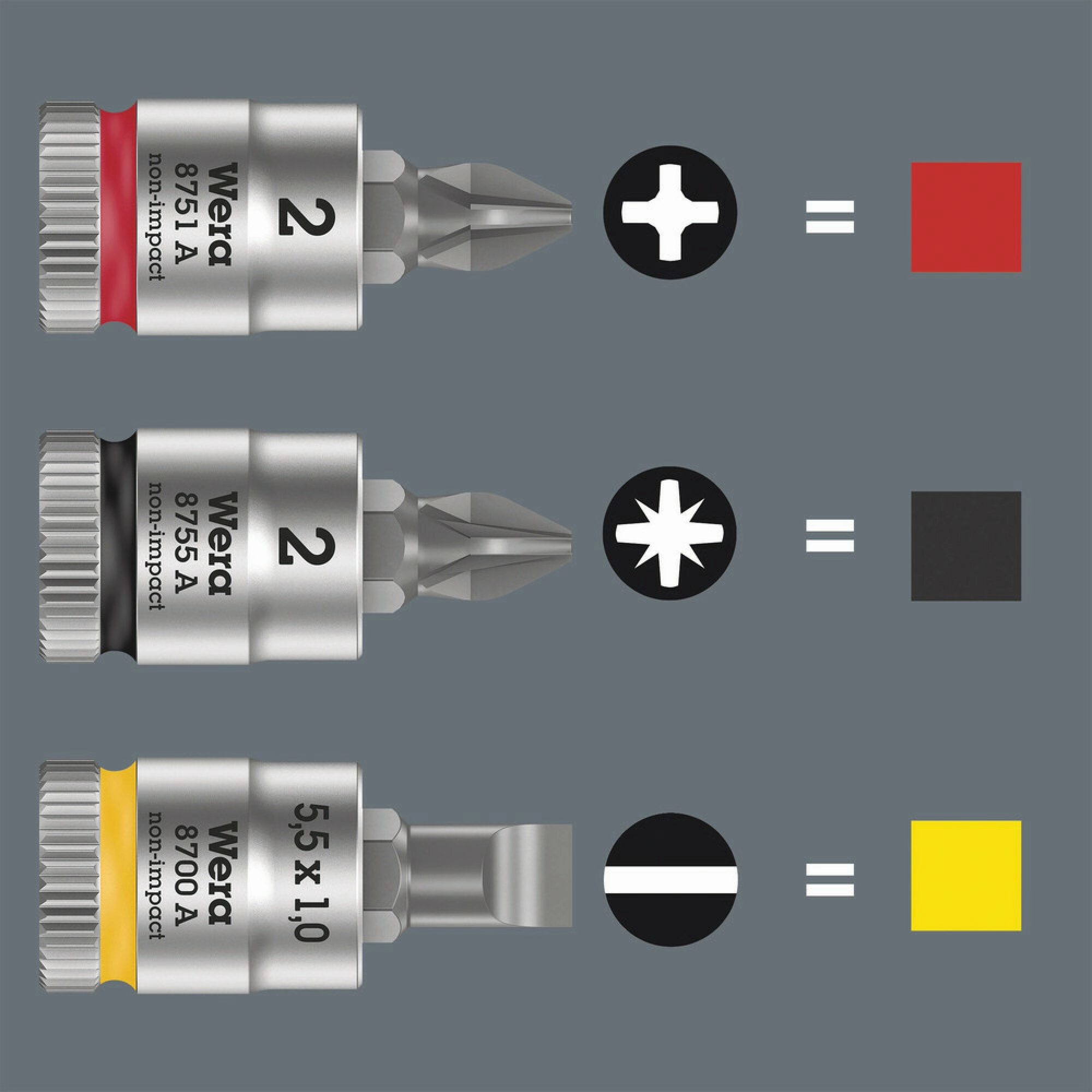 Wera 8751 A Phillips Zyklop bit socket, 1/4" drive, PH 3 x 28 mm