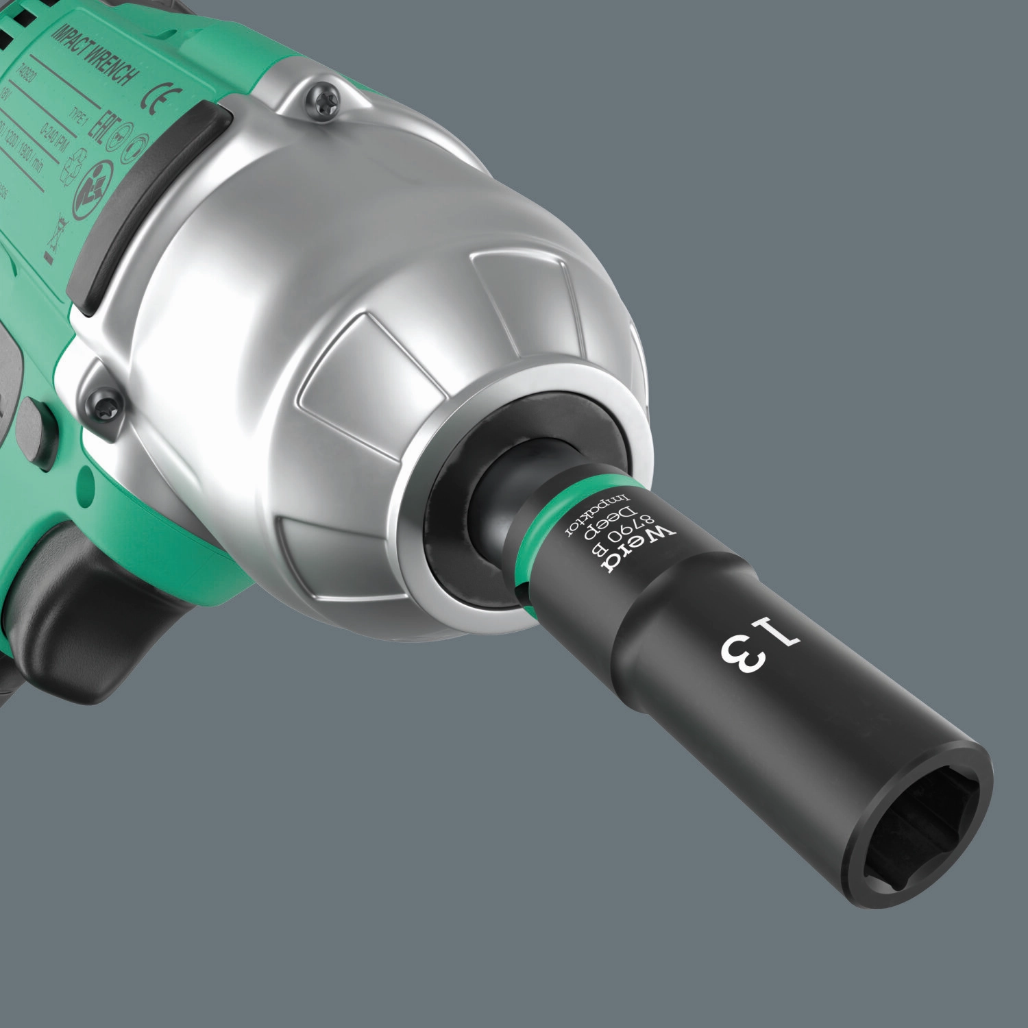 Wera 9660 Magnetic Rail B Impaktor Deep 1 Socket Set, 3/8" Drive, 10 Pc.