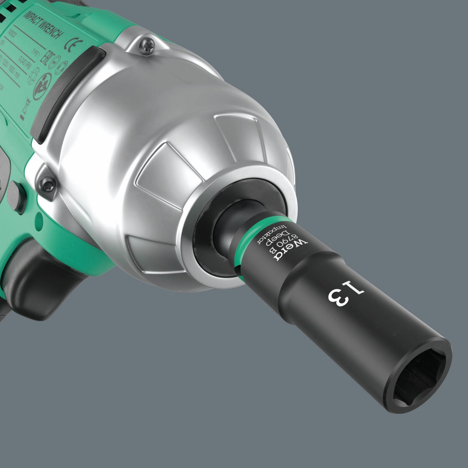 Wera 9661 Magnetic Rail B Impaktor Deep Imperial 1 Socket Set, 3/8" Drive, 9 Pc.