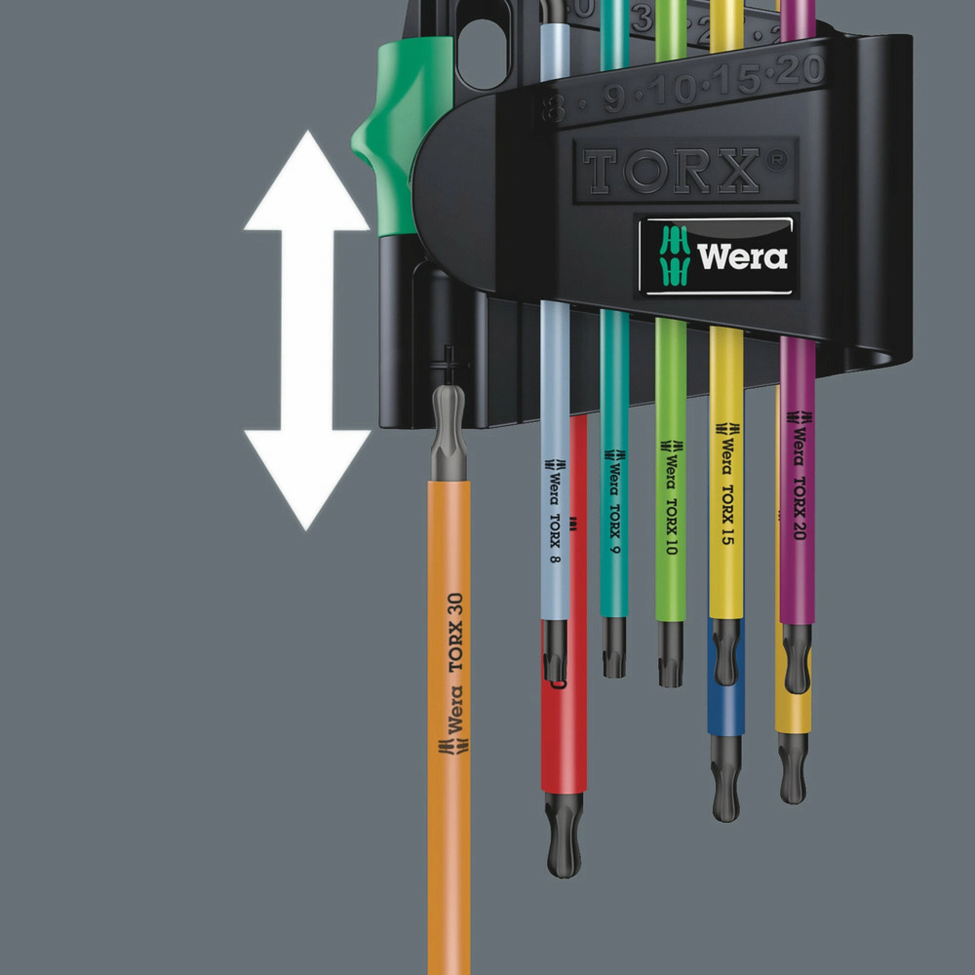 Wera 967/9 TX BO Multicolour 1 SB L-key set for tamper-proof TORX screws, BlackLaser, 9 pieces