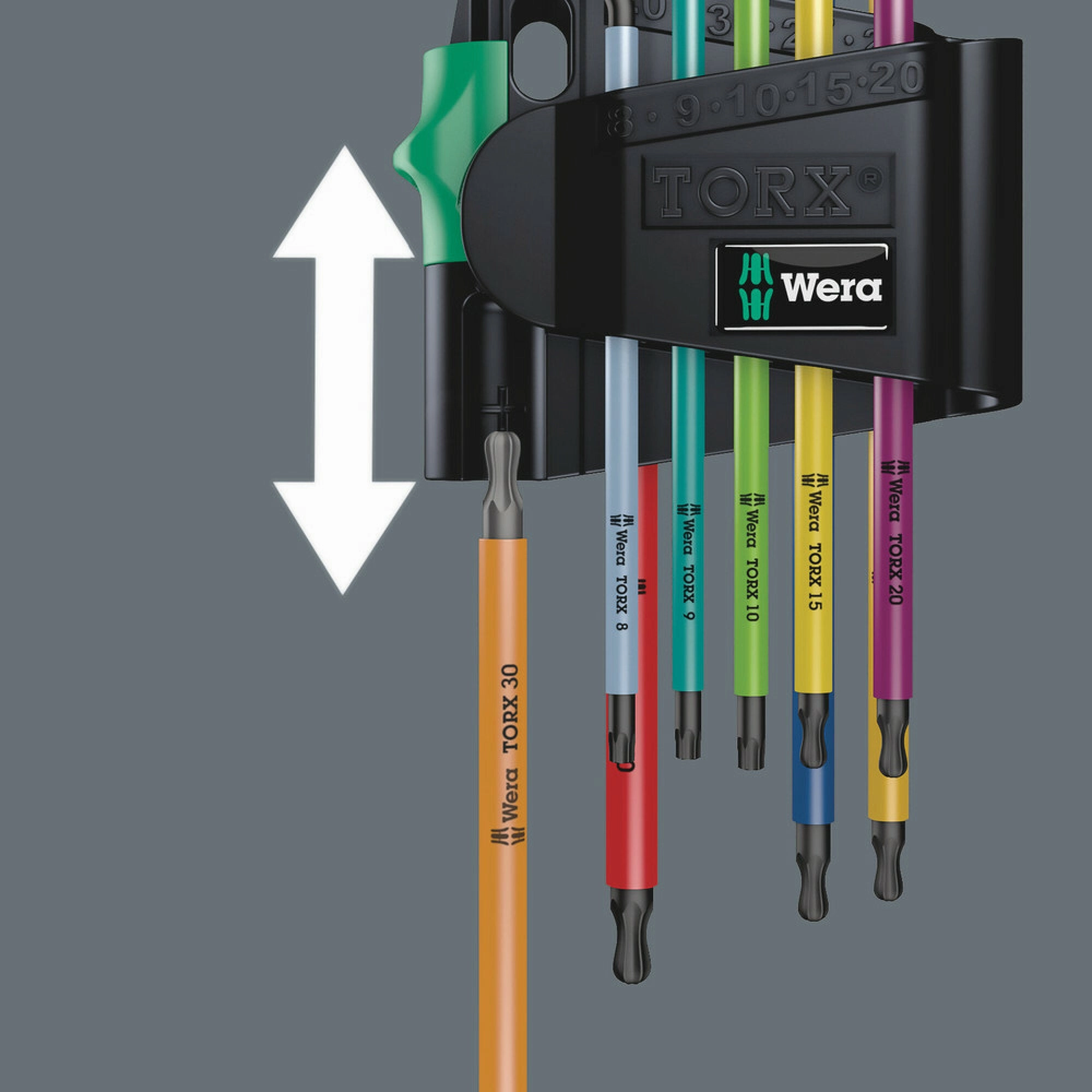 Wera 967/9 TX BO Multicolour 1 SB L-key set for tamper-proof TORX screws, BlackLaser, 9 pieces