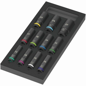 Wera 9725 Foam Insert Zyklop C, 1/2", Impaktor Deep Socket Set 1, 11 Pc.