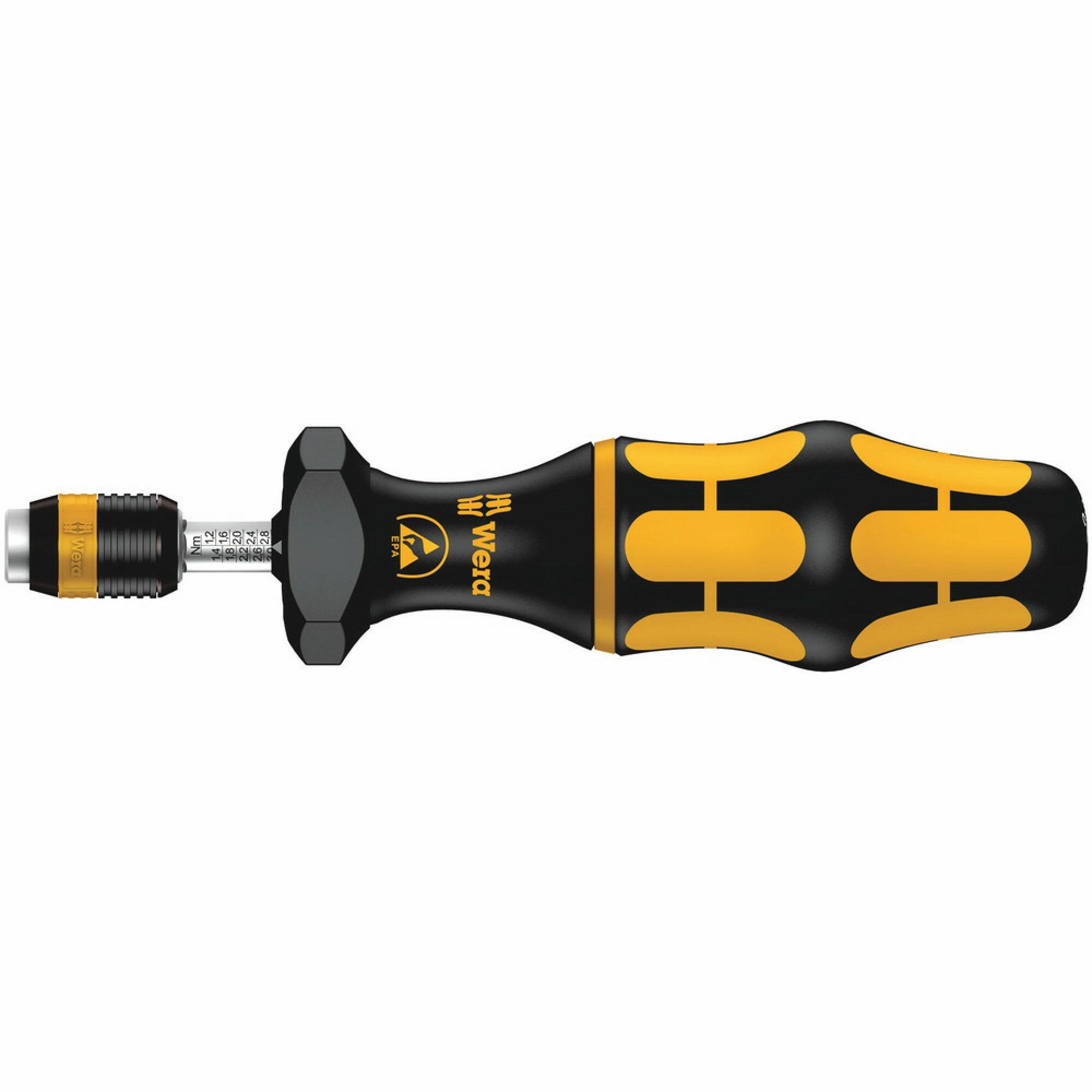 Wera Series 7400 Kraftform ESD adjustable torque screwdrivers (0.1-3.0 Nm) with Rapidaptor quick-release chuck, 7431 ESD x 0.30-1.00 Nm