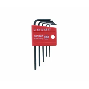 Wiha Tools 35392 5 Piece Mini Hex L-Key Short Arm Set - Metric