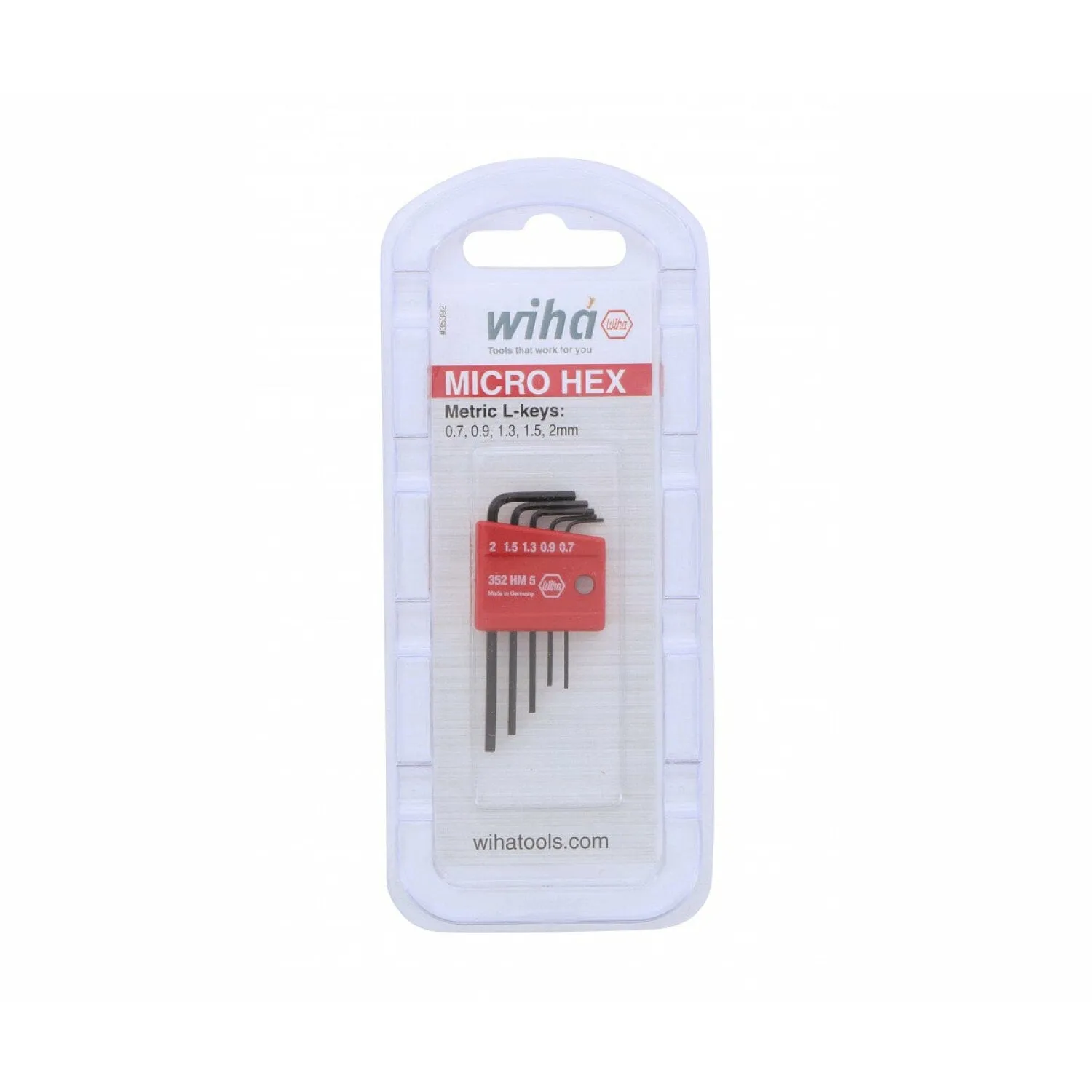 Wiha Tools 35392 5 Piece Mini Hex L-Key Short Arm Set - Metric