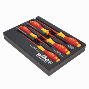 Wiha 32081 5 Piece Insulated SoftFinish Cushion Grip Screwdriver Tray Set