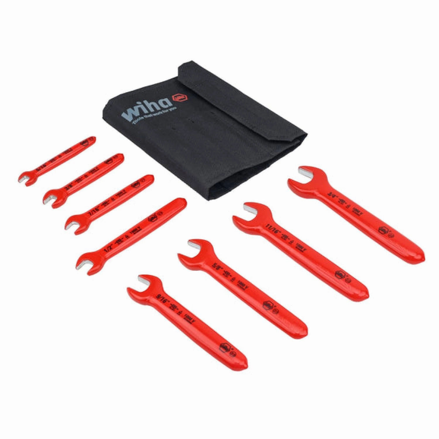Wiha Tools 20192 Insulated Open End Wrench SAE Pouch Set, 8 Piece