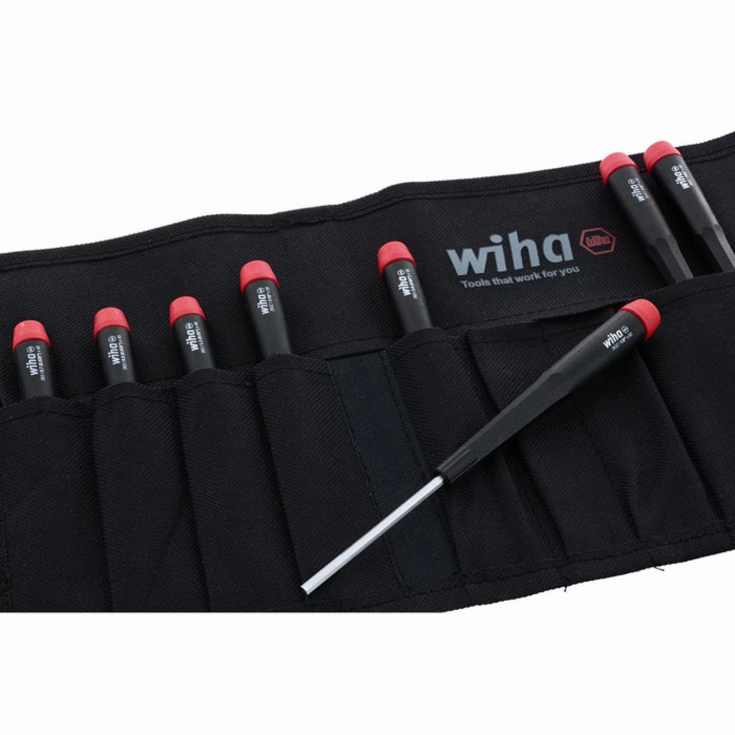 Wiha Tools 26399 Precision Hex Inch Screwdrivers 8 Piece Set in Canvas Pouch