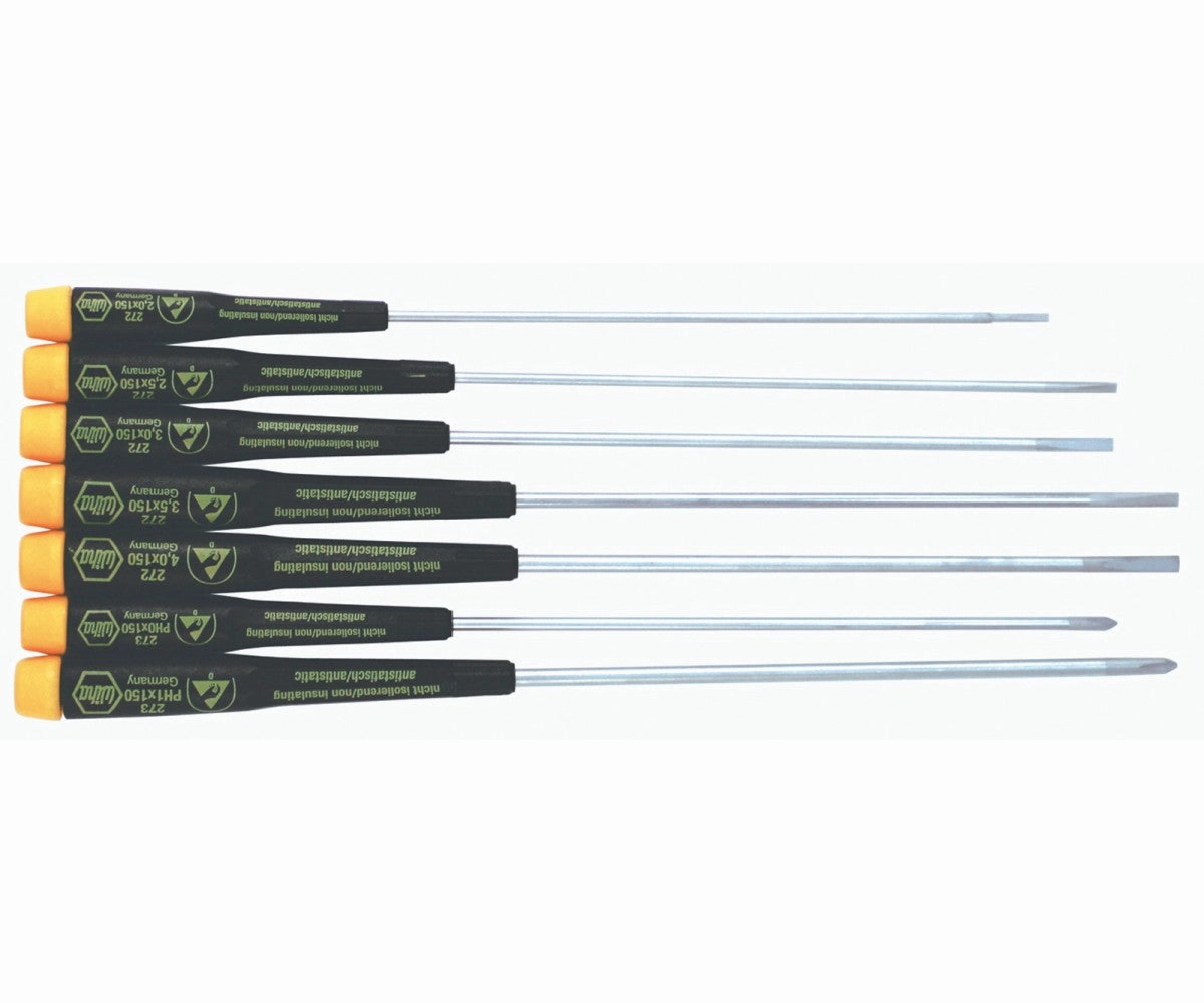 Wiha Tools 27393 Extra Long ESD Safe Slotted/Phillips Precision Driver 7 Pc. Set