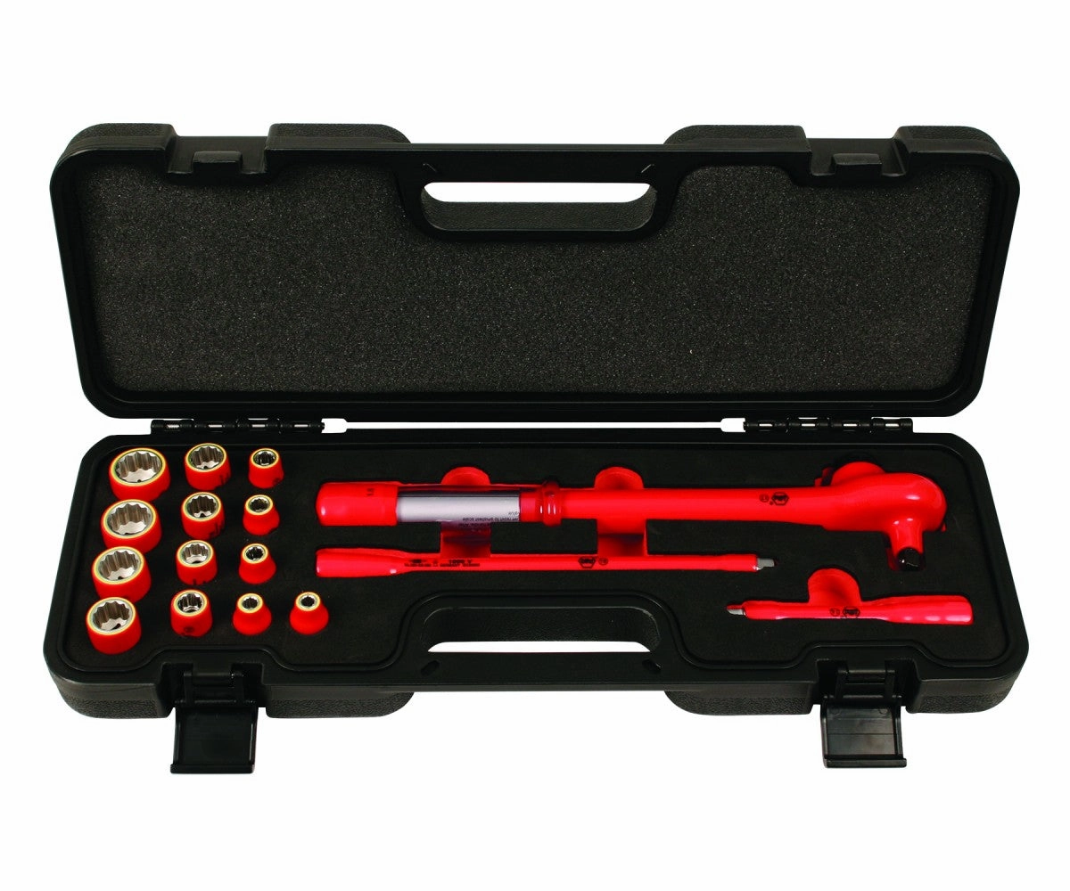 Wiha Tools 30192 Insulated Drive Ratcheting Torque Wrench Metric Socket Set, 3/8", 16 Pc.