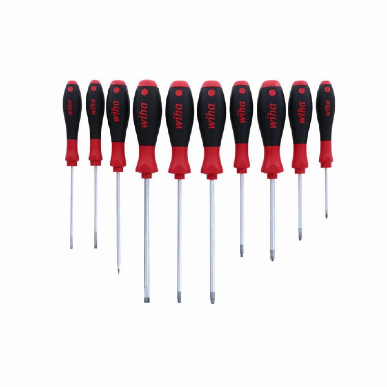 Wiha Tools 30290 10 Piece SoftFinish Slotted/Phillips/Square Screwdriver Set