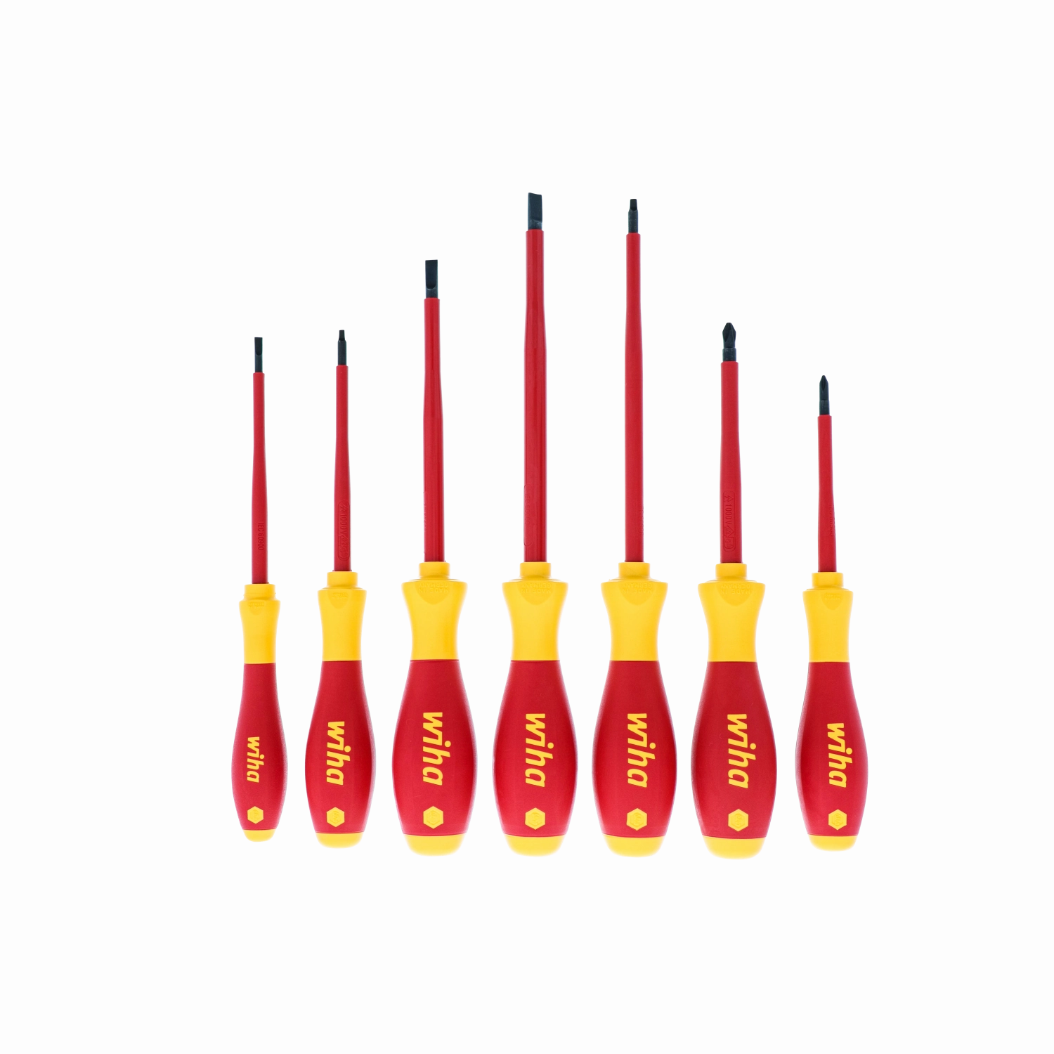 Wiha Tools 32097 Insulated Screwdriver Set - Square/Slotted/Phillips Tips, 7 Pc.
