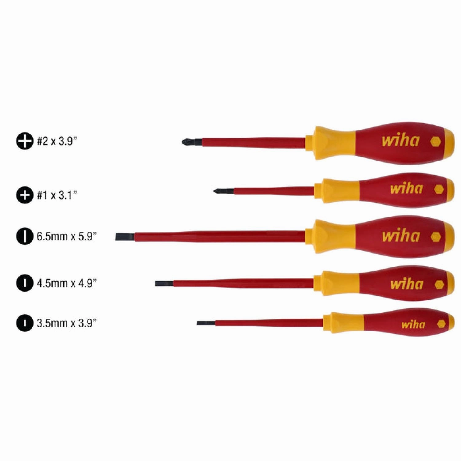 Wiha Tools 32194 5 Piece Insulated SlimLine Screwdriver Set