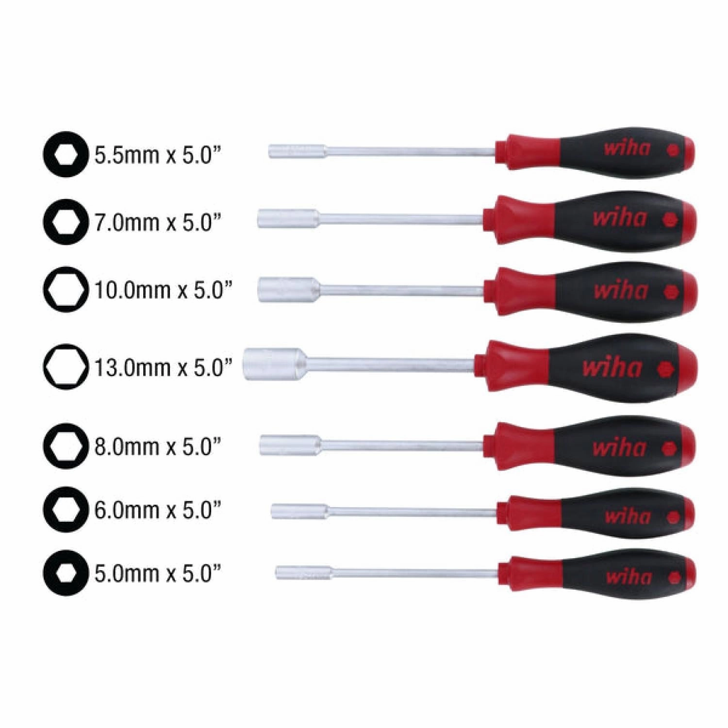 Wiha Tools 34194 Nut Driver Set 7 Pieces Metric Solid