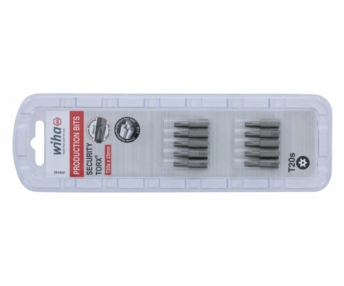 Wiha Tools 70142 Security TORX Insert Bits, T20s, 10 Pk.