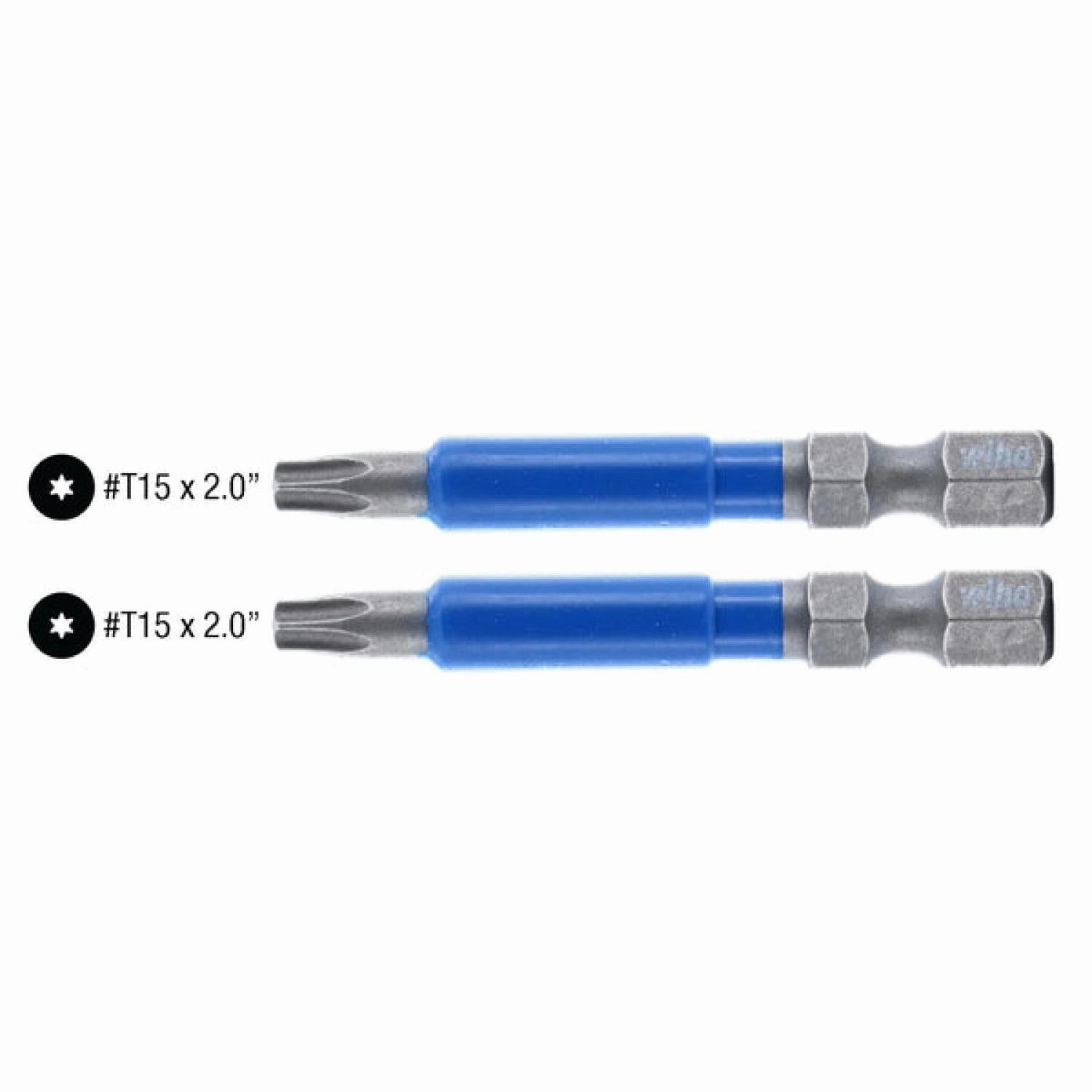 Wiha Tools 70218 TerminatorBlue Impact Bit TORX T15 - 2 Inch - 2 Pack
