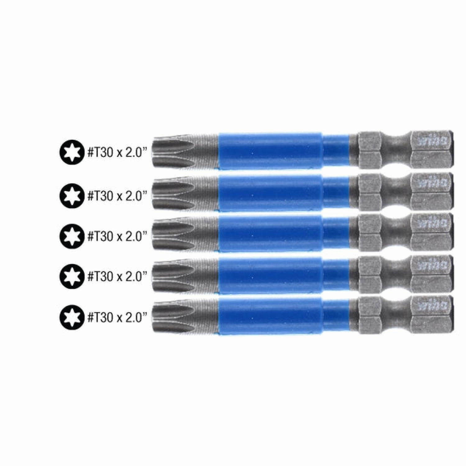 Wiha Tools 70279 TerminatorBlue Impact Bit TORX T30 - 2 Inch - 5 Pack
