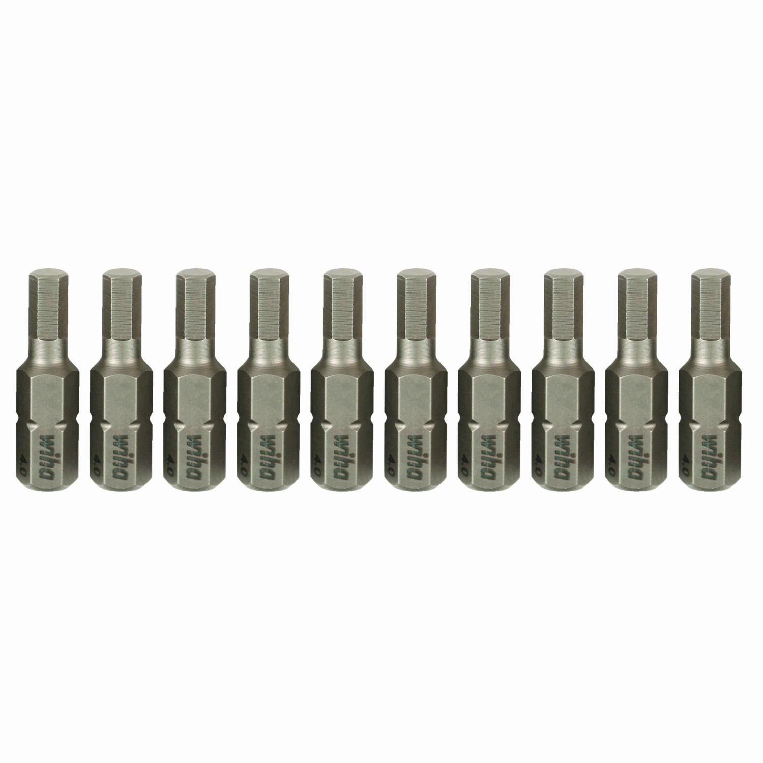 Wiha Tools 71312 Hex Metric Insert Bits, 4.0 mm x 25 mm, 10 Pk.
