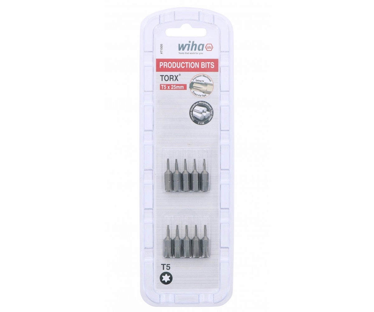 Wiha Tools 71505 T5 x 25mm TORX Insert Bit, 2 Pack