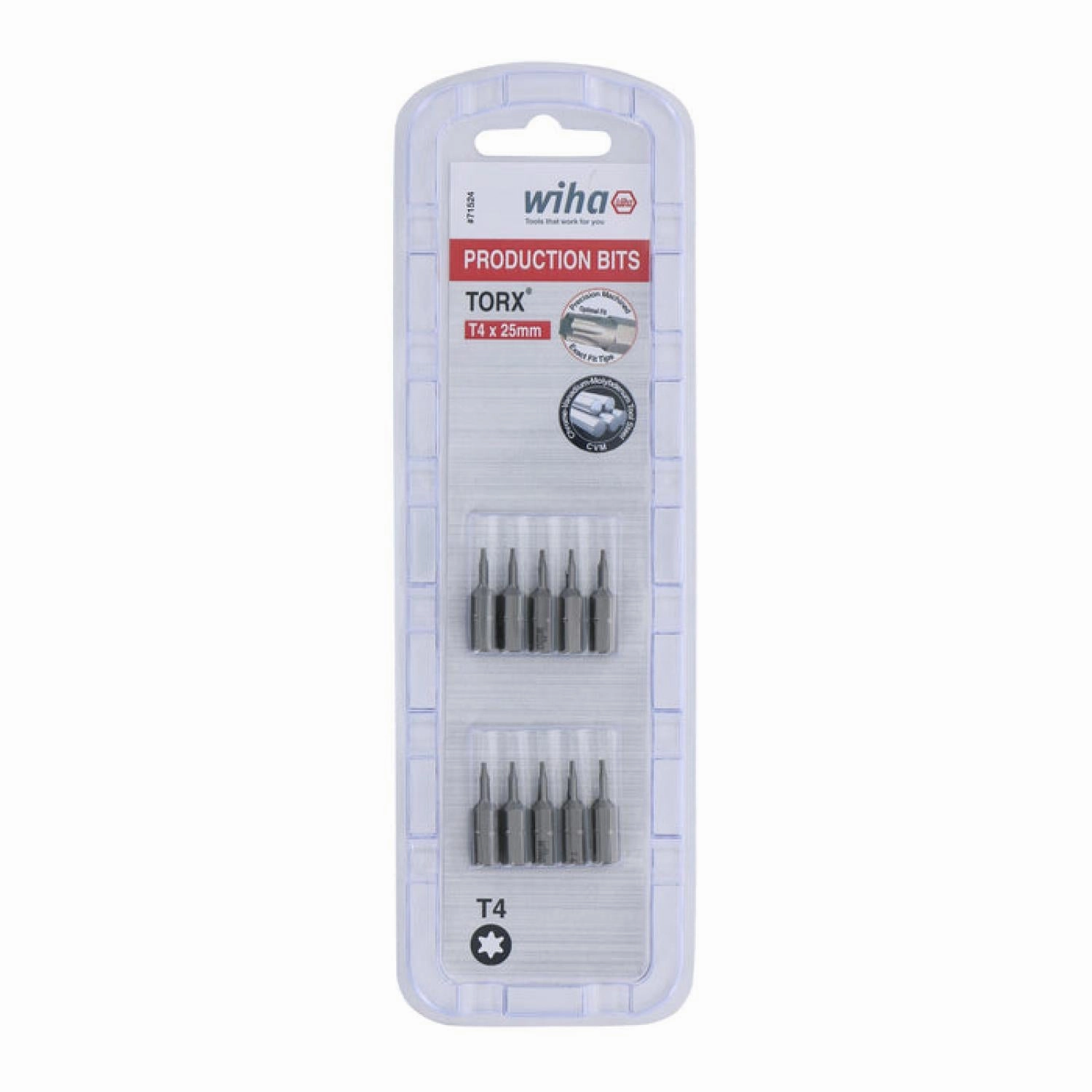 Wiha Tools 71524 T4 x 38mm TORX Insert Bit, 10 Pack