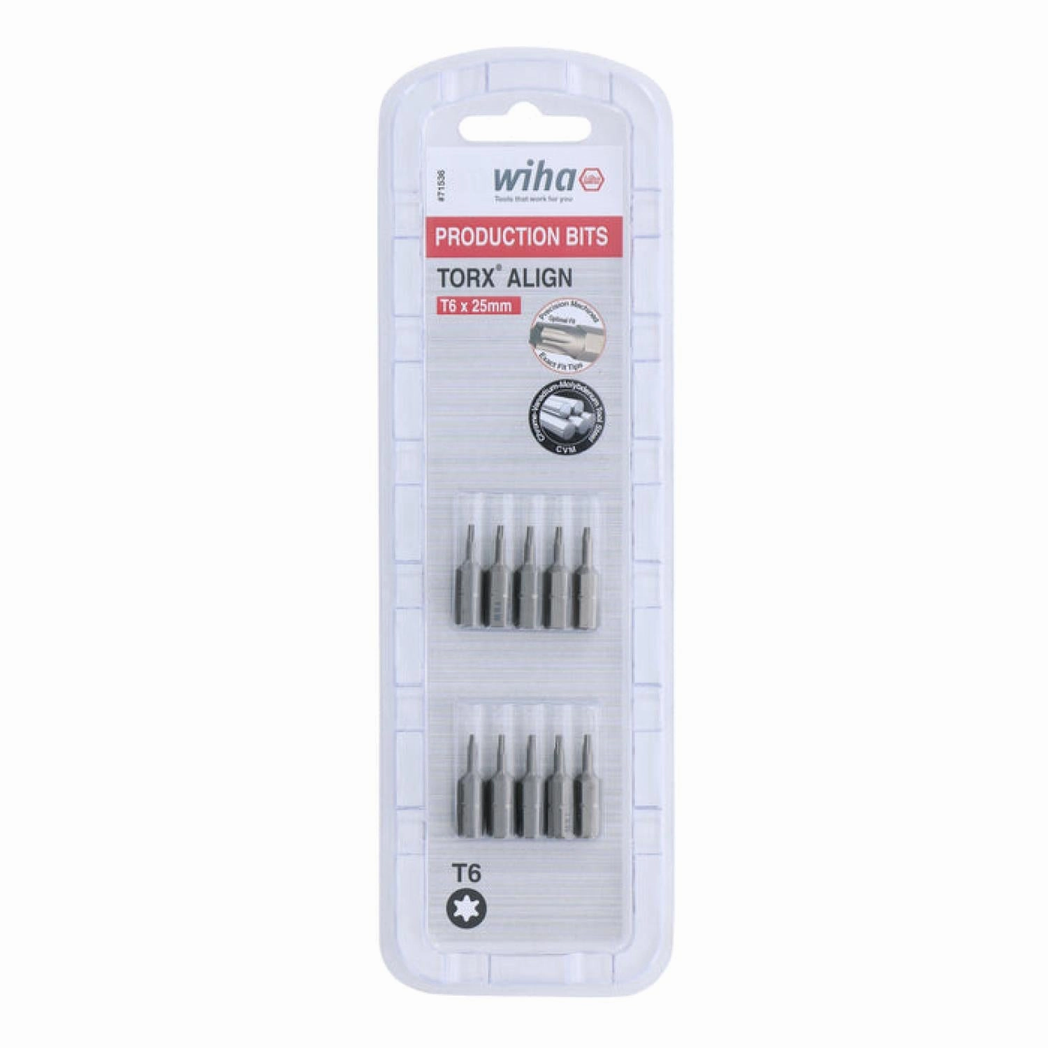 Wiha Tools 71536 TORX Align Insert Bit T6 x 25mm Pack of 10 Bits