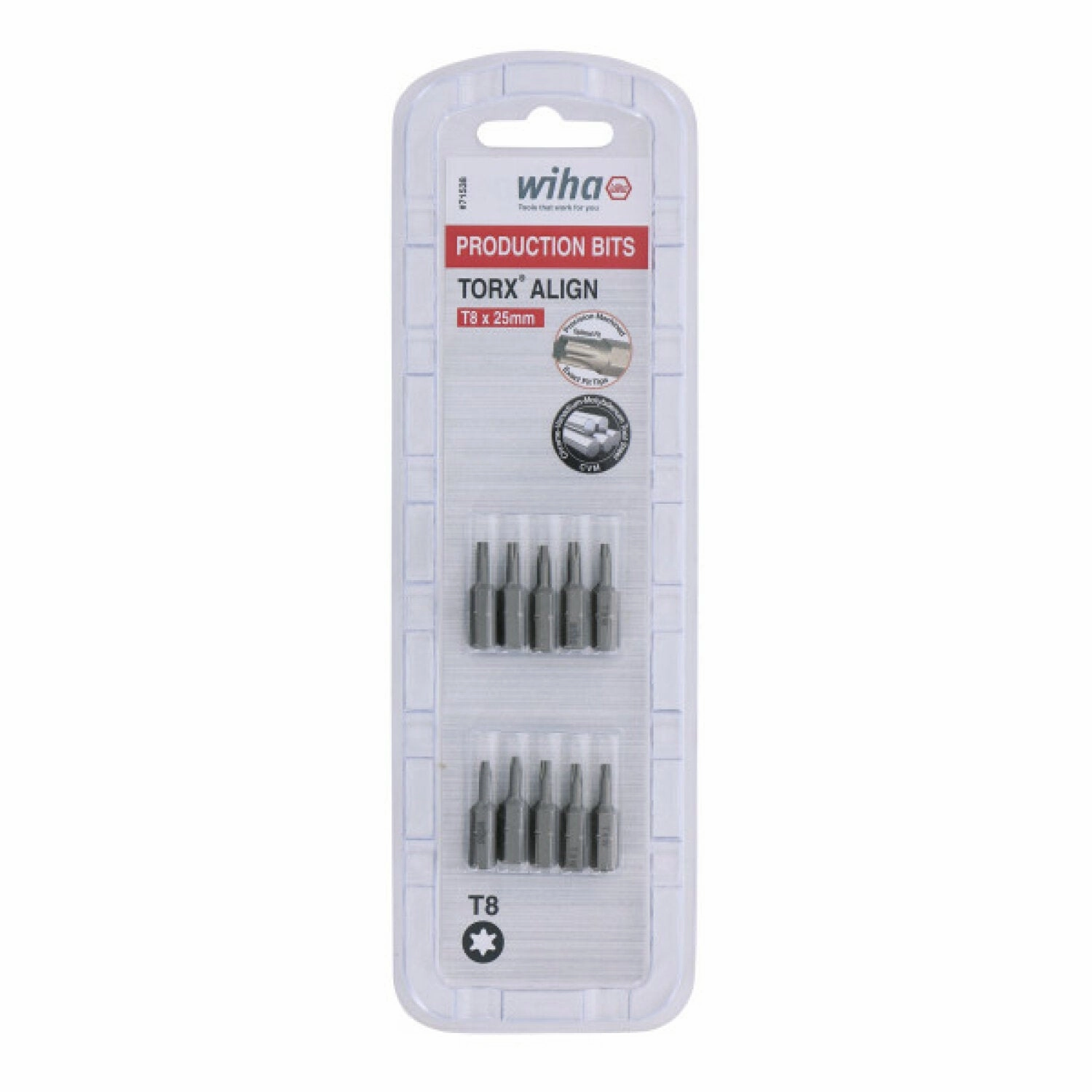 Wiha Tools 71538 T8 x 38mm TORX Align Insert Bit, 10 Pack