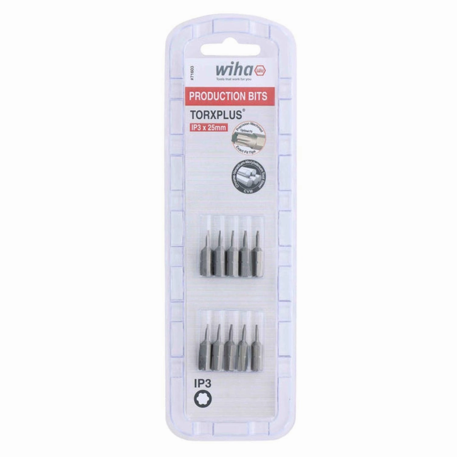 Wiha Tools 71603 IP3 x 38mm TORX Plus Insert Bit, 10 Pack