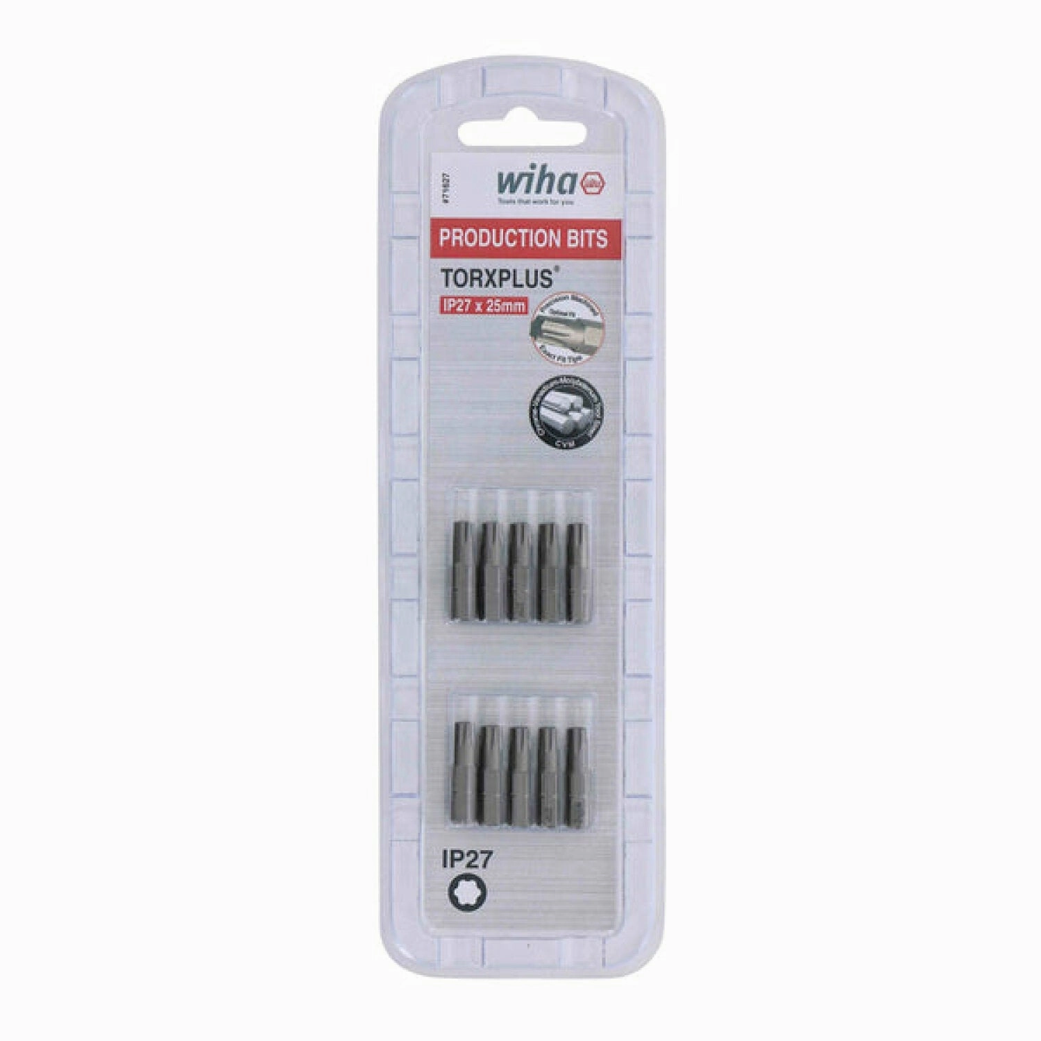 Wiha Tools 71627 IP27 x 25mm TORX Plus Insert Bit, 10 Pack