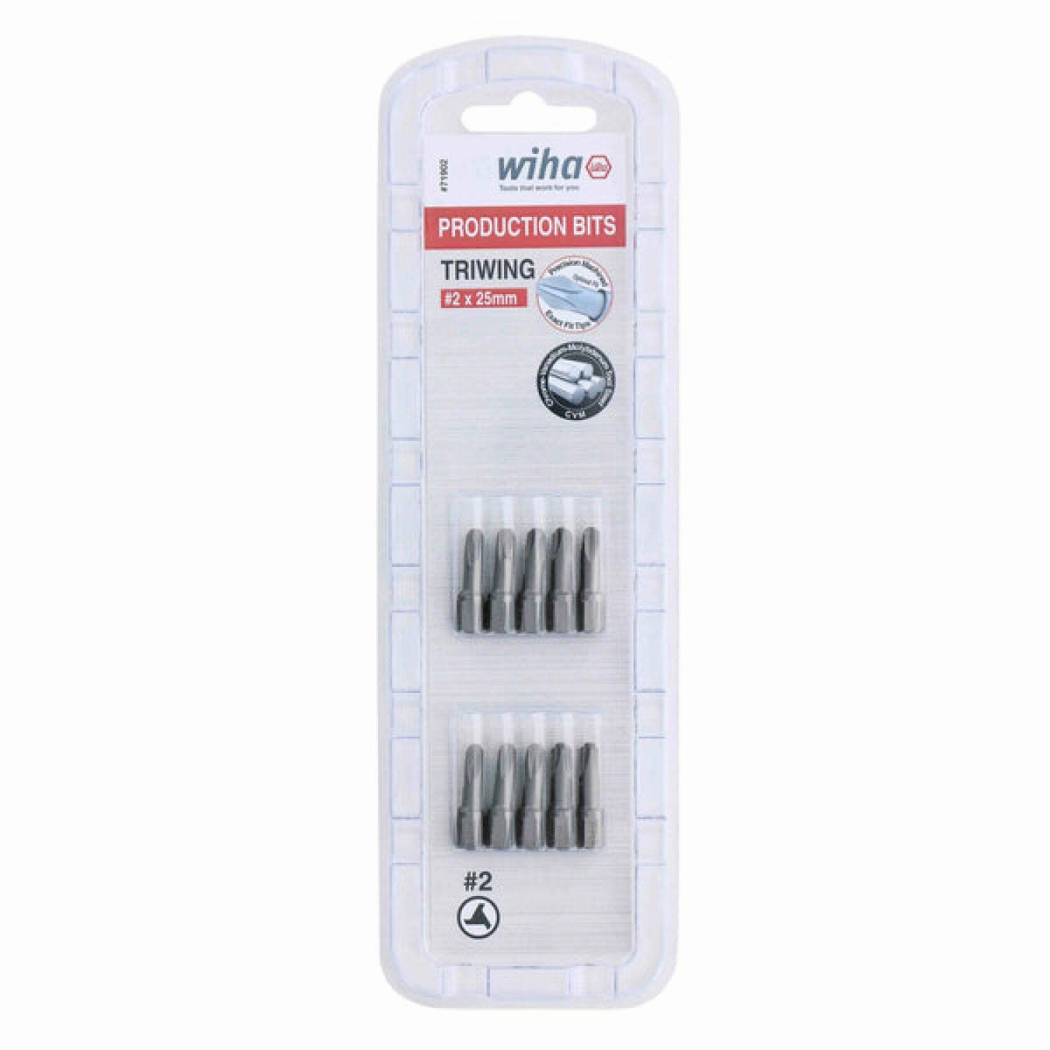 Wiha Tools 71902 Tri-Wing Bit #2 - 25mm - 10 Pack
