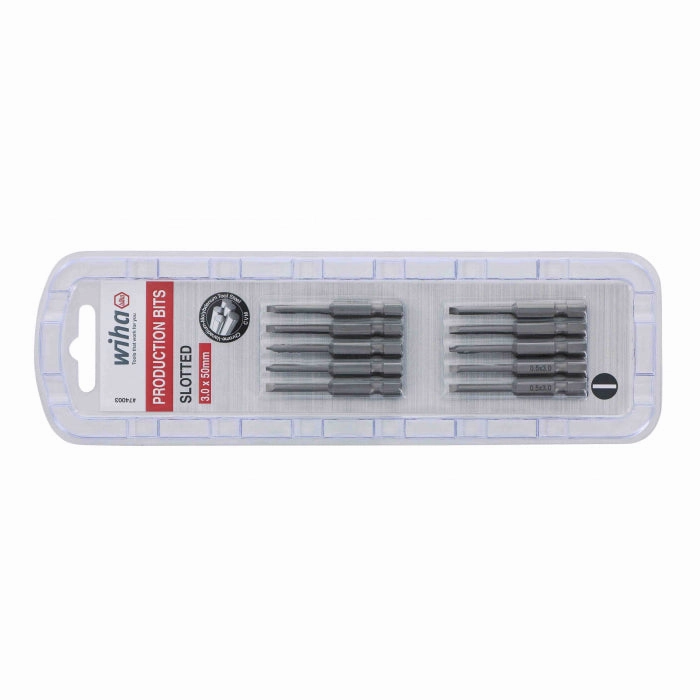 Wiha Tools 74003 Slotted Power Bit, 3.0 mm x 50 mm, 10 Pack