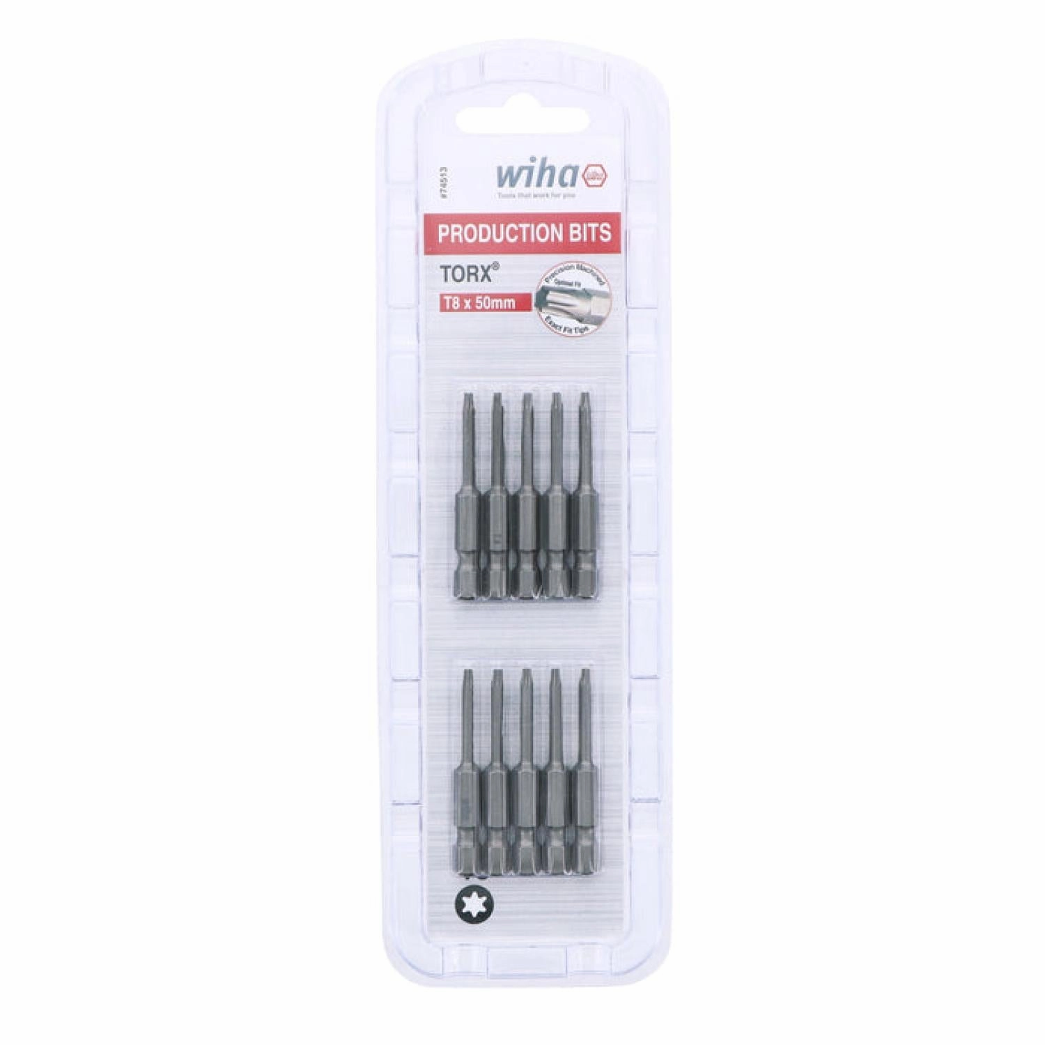 Wiha Tools 74513 TORX Power Bit, T8 x 50 mm, 10 Pk.