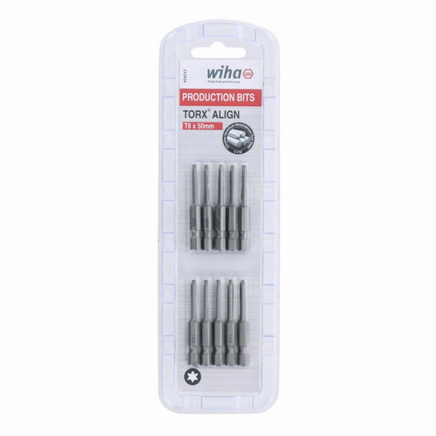 Wiha Tools 74717 TORX Align Power Bit, T8 x 50 mm, 10 Pk.