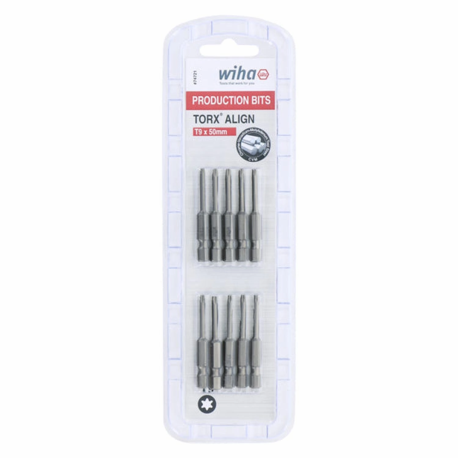 Wiha Tools 74721 TORX Align Power Bit, T9 x 50 mm, 10 Pack