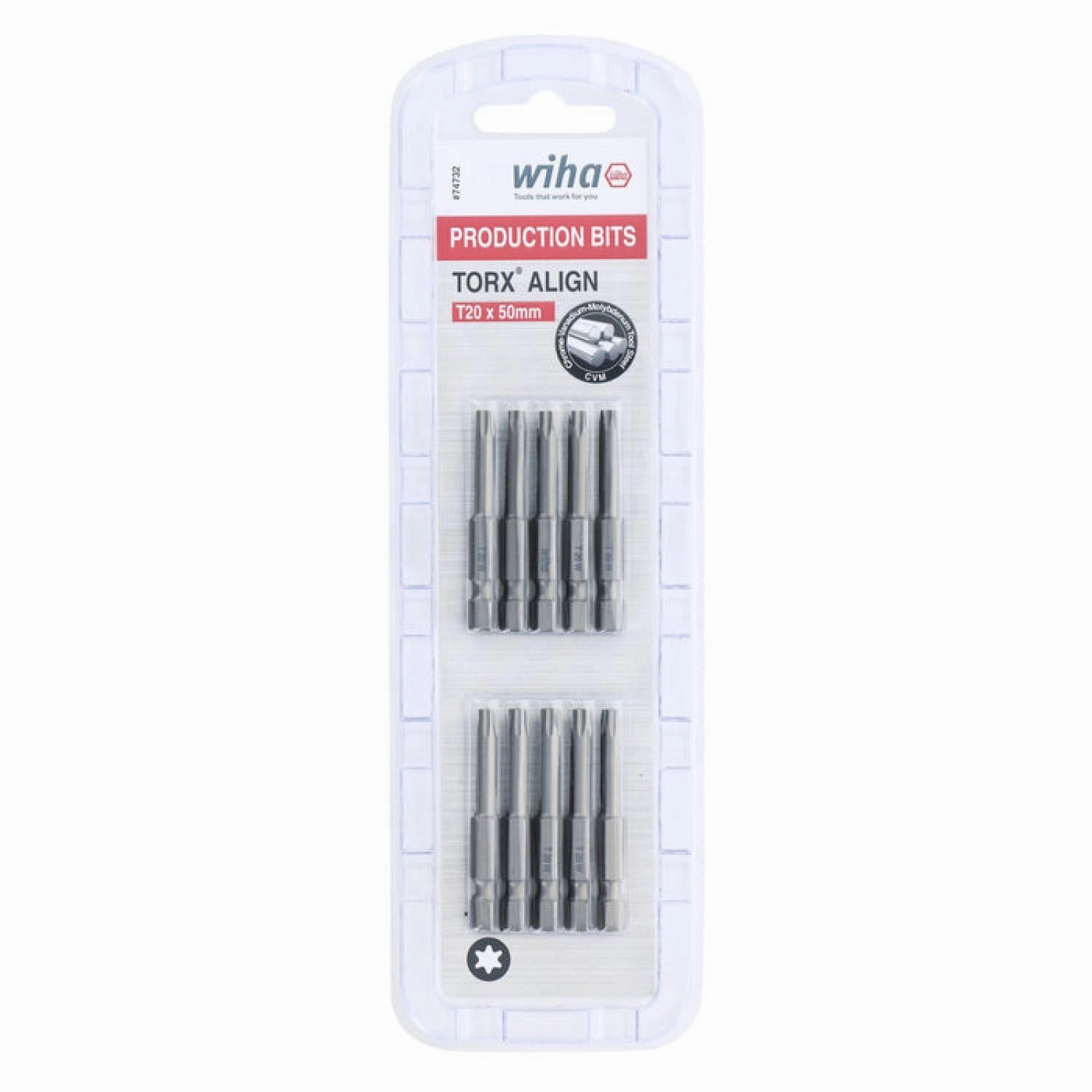 Wiha Tools 74732 TORX Align Power Bit, T20 x 50 mm, 10 Pk.
