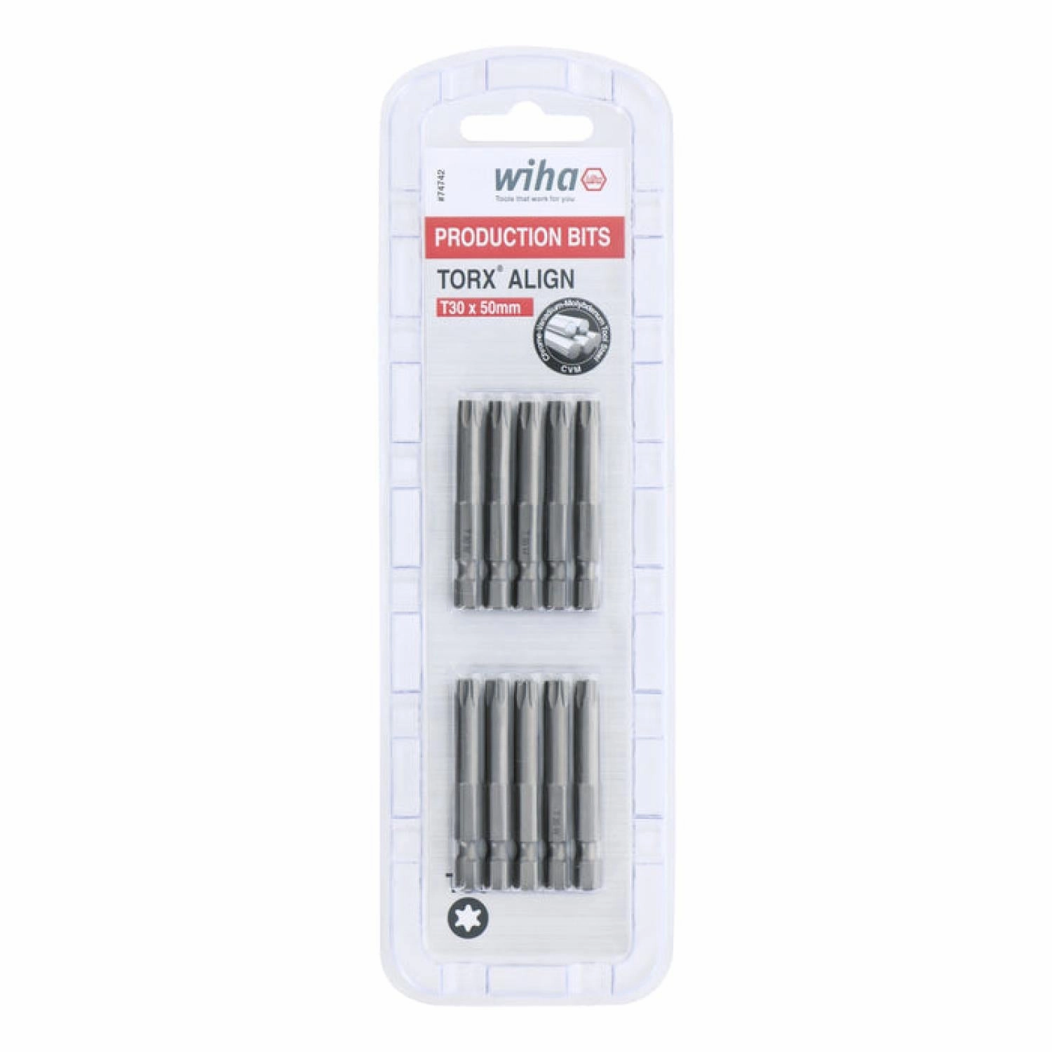 Wiha Tools 74742 TORX Align Power Bit, T30 x 50 mm, 10 Pk.