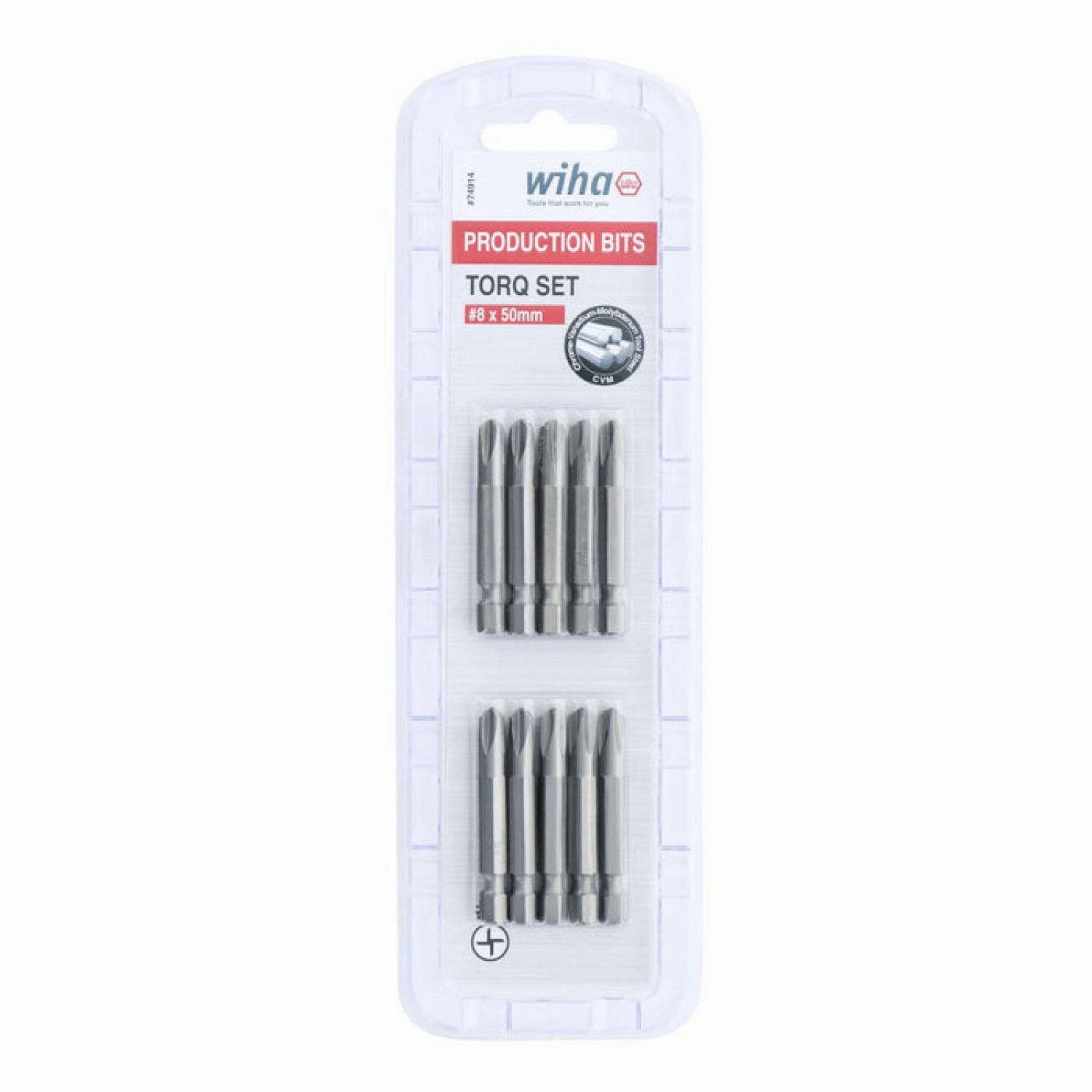 Wiha Tools 74914 Torq-Set Power Bit, #8 x 50 mm, 10 Pk.
